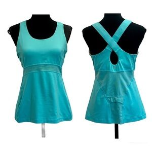 Lululemon blue cross back scoop neck tank top Sz 10